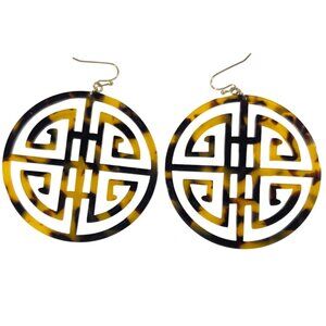 Tortoise Shell Pattern Round Dangle Earrings  Geometric Cutout Design jewelry